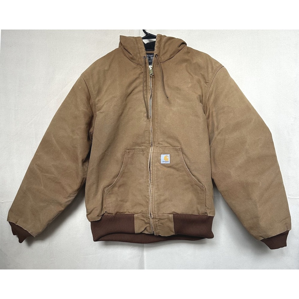 Carhartt Mens Loose Fit Duck Active Jacket Brown OJ0140-M Made in USA Distressed